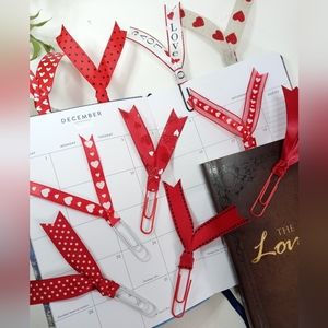 Valentine's Day Ribbon Paper Clips, Love Gift Bookmark Paper Clips, Planner
